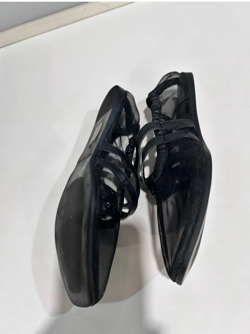 Free people Black Square-Toe Mary Jane Flats with Crystal Buckle Straps